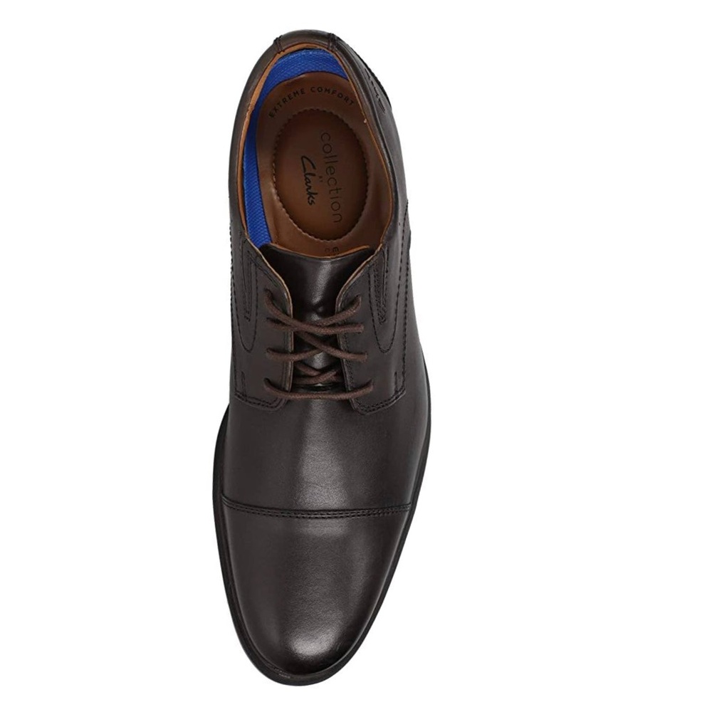 CLARKS • Whiddon Cap Mens Oxfords in Dark Brown Leather